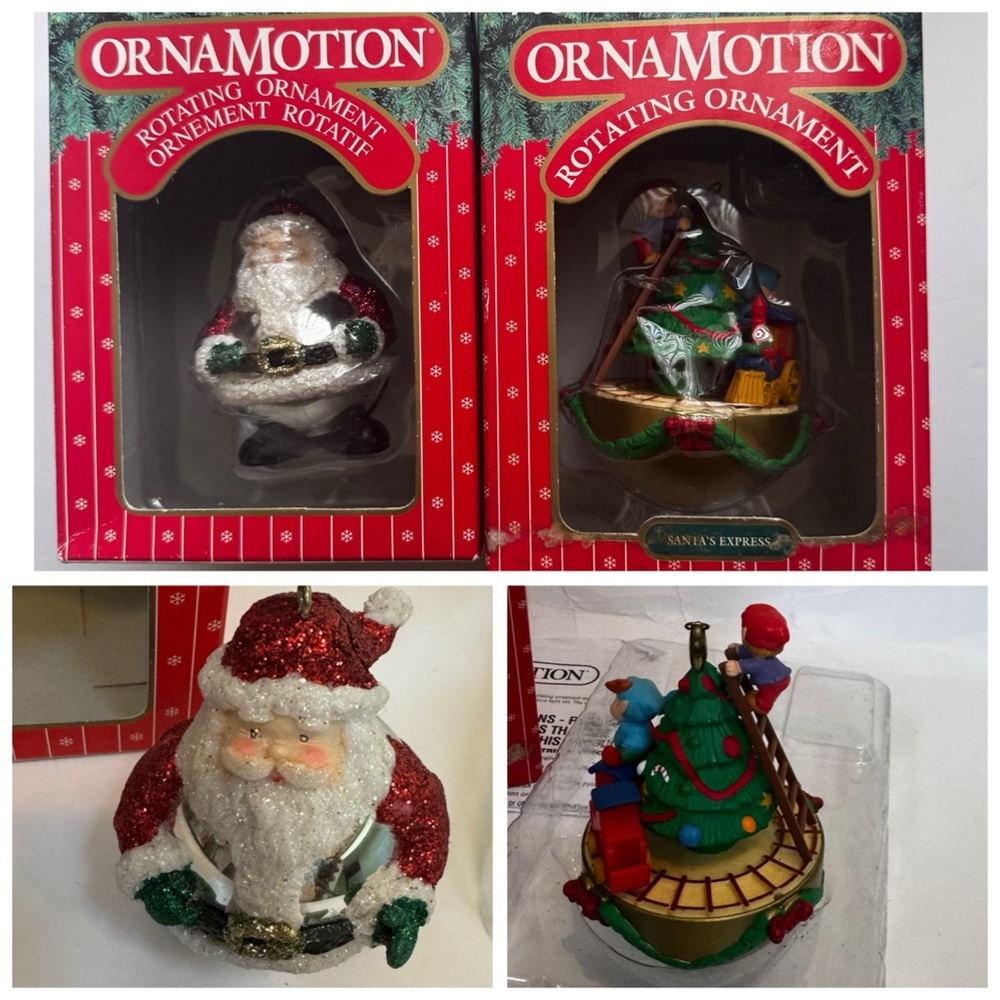 NOMA Ornamotion Vintage 2 Santa's Express Elves Christmas Tree Rotating Ornament